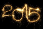 New Year 2015 formed from sparking digits over black background